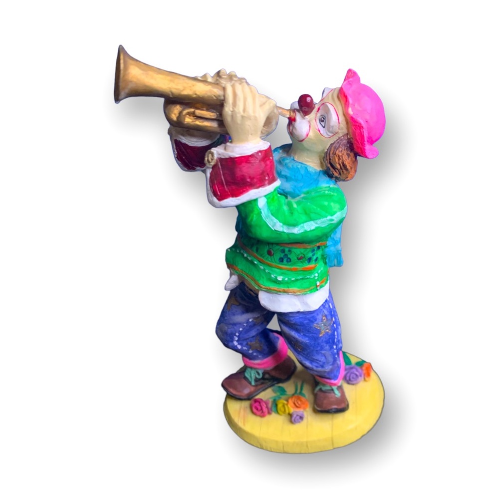 Vtg The Discovery Store Musical Clown Hand Painted Rare Figurine W/Orig Sticker